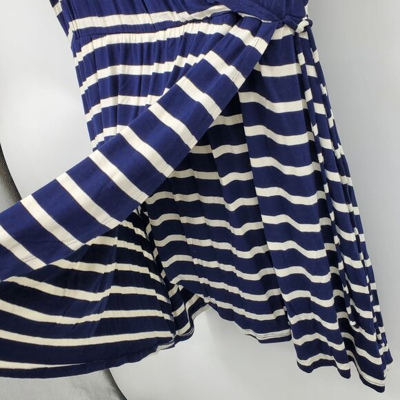 NWT Living Doll Navy Blue and White Surplice Neck Short Sleeve Above Knee Dress - Picture 6 of 14